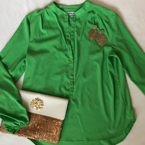 Green Long Sleeve Buckhead Betties Blouse